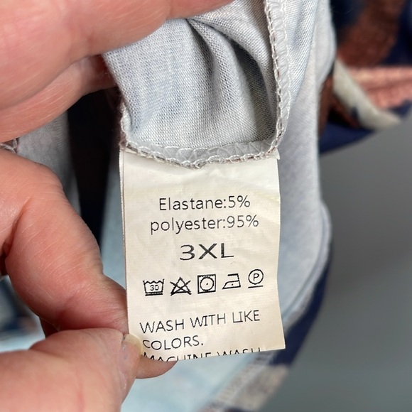 Amazon V-Neck Striped Sleeveless Dress Blue Grey Rust Coverup Resort Dress 1X - Picture 7 of 10